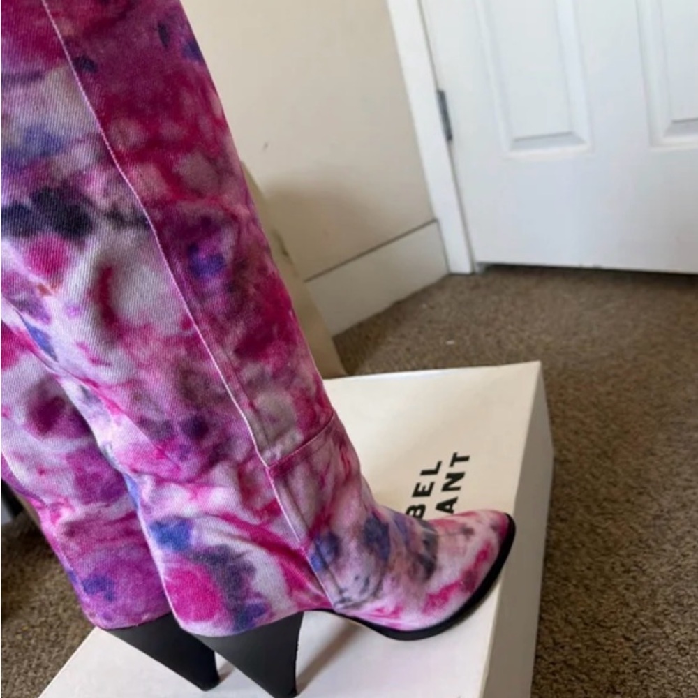 Tie-Dye Pink Over-the-Knee Boots - Picture 6 of 7